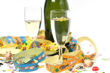 sekt mit Silvester dekokoration