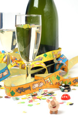 sekt mit Silvester dekokoration