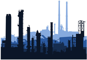 skyline industriale (blue) - obrazy, fototapety, plakaty