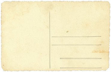 old vintage postcard isolated on white