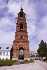 Russia. A belltower from a red brick in Vladimir