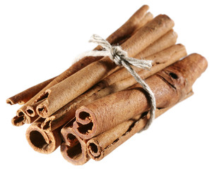 Cinnamon on a white background.