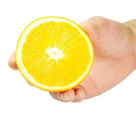 hand and orange
