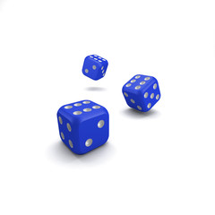 lucky blue dice on white background