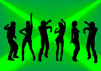 Dancing on a green background