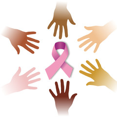 Diversity hands around CANCER symbol