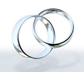 platinum wedding rings isolated on white background