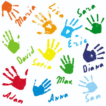 Hand prints and names