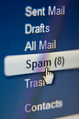 LCD macro photo, spam e-mail message box