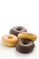 breakfast glass of chocolate milk and donut