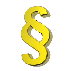 Naklejka premium Gold Paragraph sign isolated on white.