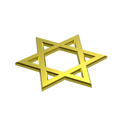 Gold Judaism religious symbol - star of david