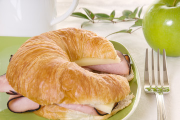 Ham and Cheese on Croissant with Green Accents