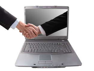 Business hand shake. Successfully spent transaction.