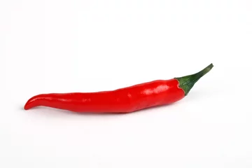 Fotobehang Red hot chili on white © Beat Bieler