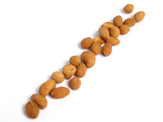 Chinese Japanese style peanuts on white background