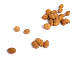 Chinese Japanese style peanuts on white background