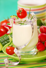 fresh spring yogurt with vegetables