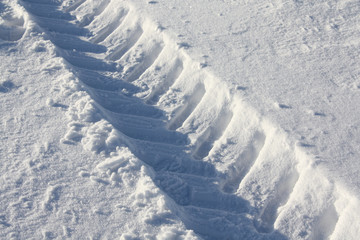 Reifenspur im Tiefschnee