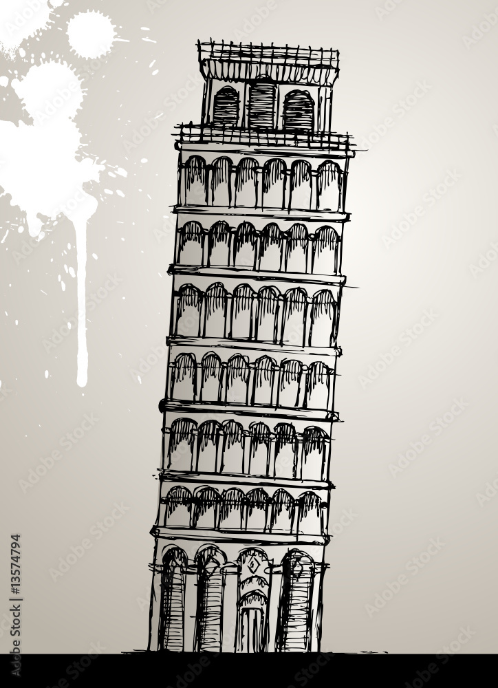 Wall mural pisa tower hand drawing vector