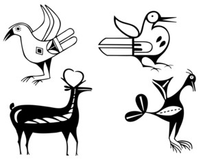 Fantastic animals and birds of Aztecs