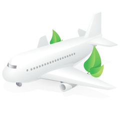 Avion commercial blanc écologique (reflet)