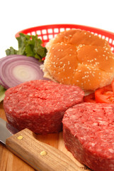 Ingredients for making hamburgers
