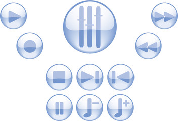 set of buttons with audio symbols