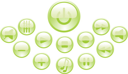 set of green buttons