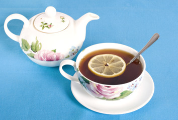 Cup of tea with lemon