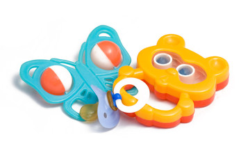 Rattle toys for newborns isolated on white background