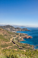 Fototapeta na wymiar Panorama over the Meditaraneean Sea.
