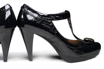 Black woman shoes isolated on white