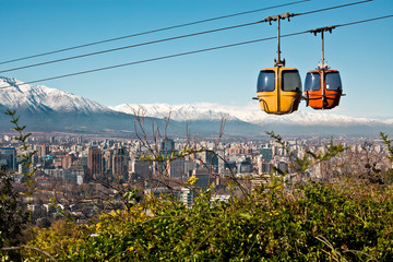 Cable car in San Cristobal hill, Santiago de Chile