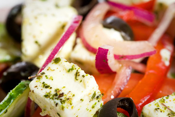 Greek salad macro shot