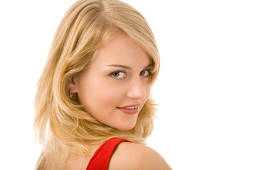 Naklejka premium woman in red dress