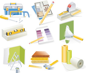 Vector home renovation and redesign icon set