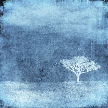 grunge image of a tree on a vintage paper