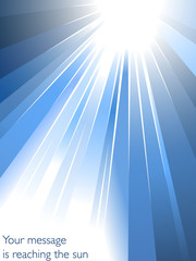 Blue color explosion or sunburst showing rays of light