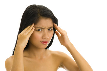 Obraz premium young beautiful asian woman with headache