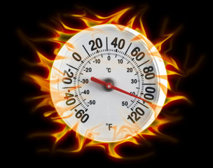 Thermometer on fire