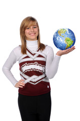 Teen Girl Holding Earth