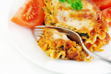 Lasagna and Tomatoes with Fork
