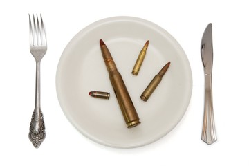 Various cartridges on the plate the isolated