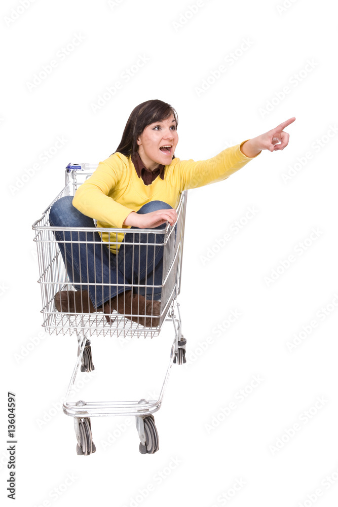 Wall mural woman with shopping cart