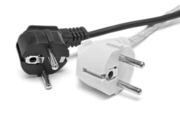 Black and white electrical plugs