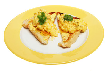 Scrambled eggs on toast