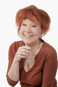 Lady with red hair laughing