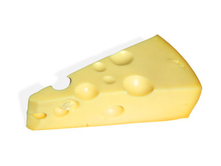 Piece of cheese on white background