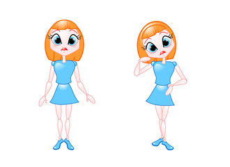 bambola con capelli rossi